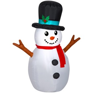 Gemmy Christmas Airblown Inflatable Snowman , 4 ft Tall, Multicolored - 1 of 3