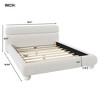 Queen Size Upholstered Platform Bed Frame with Teddy Fleece Boucle Fabric and Solid Round Legs, Stylish Curve-Shaped Design, White-ModernLuxe - 3 of 4