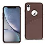 Reiko Apple iPhone XR TPU Leather Feel Case Leather Fit Flexible Slim Premium Case in Brown
