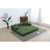 Dexmalle Olive Green Corduroy Convertible Sleeper Sofa Bed with Cylindrical Pillow - 3 of 4
