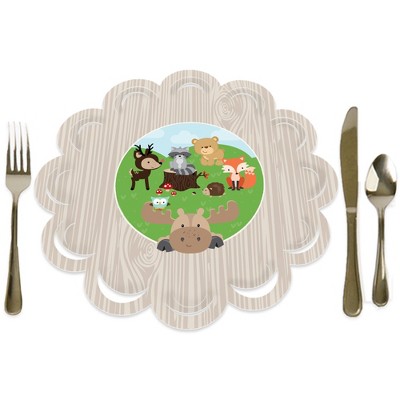 Big Dot of Happiness Woodland Creatures - Baby Shower or Birthday Party Round Table Decorations - Paper Chargers - Place Setting For 12