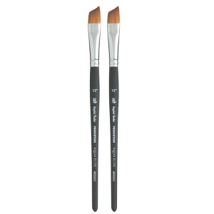 Princeton Aqua Elite Angle Shader Brush, Synthetic Bristles, Short Handle Watercolor Paintbrush, Matte Black, Size 1/2 inch, Pack of 2 - 1 of 4