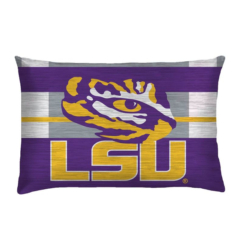 NCAA LSU Tigers Heathered Stripe Queen Bedding Set in a Bag - 3pc, 3 of 4