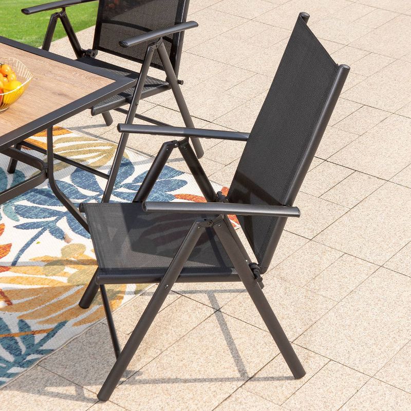5pc Patio Set with Square Faux Wood Top Table &#38; Reclining Sling Chairs with Armrests - Captiva Designs, 5 of 14