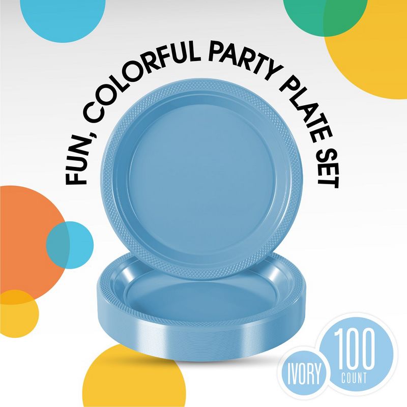 Exquisite Disposable Plastic Dinner Plates- 100 Count, 4 of 9