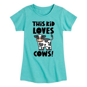 Girls' - Instant Message - This Kid Loves Cows Fitted Short Sleeve Graphic T-Shirt - 1 of 4