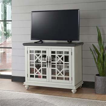 Martin Svensson Home Elegant Small Spaces TV Stand White with Gray Top