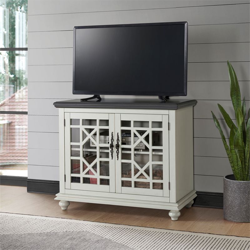 Martin Svensson Home Elegant Small Spaces TV Stand White with Gray Top, 1 of 9