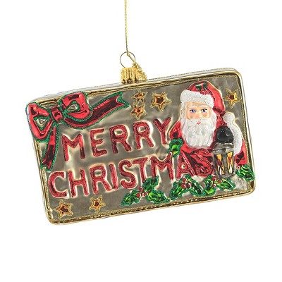 Huras 3.75" Christmas Postcard Ornament Santa Merry Christmas  -  Tree Ornaments