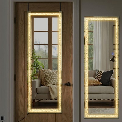 SEVOBAL Full Length Mirror 47"x16" with Crystal Frame Tempered Glass Door Hanging and Wall Mount for Bedroom, Silver, 137.5"*50"*9"