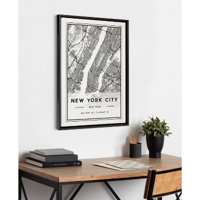 New York City Modern Map Framed Canvas Print, 36" x 27"