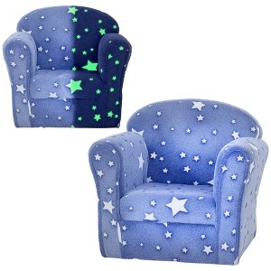Qaba Kids Sofa Chair, Toddler Sofa w/ Glow in the Dark Star Design & Wooden Frame, Upholstered Baby Sofa for 18-36 Months - 1 of 4