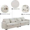 KWPZQEB 114" Modular Sofa, Modern Linen Fabric Couches with Console, 2 Cup Holders & 3 USB Ports, 4 Seat Upholstered Sofa for Living Room, Apartment - 2 of 4