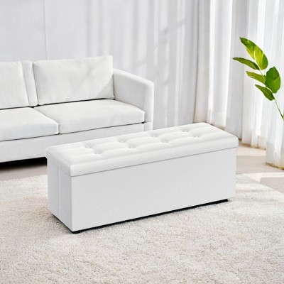 43" Folding Storage Ottoman Bench, Storage Chest, Footrest, End of Bed Bench, Holds up to 660 lb