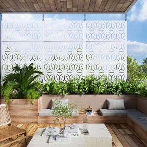 PexFix 72 in. x 47 in. Outdoor Privacy Rectangle Screen Galvanized Steel Panel Divider in White - 1 of 4