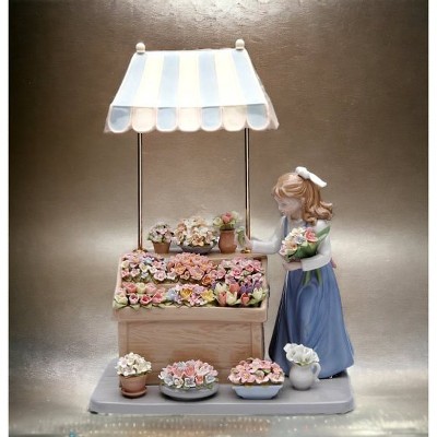 Handcrafted Ceramic Girl with Flower Shop Figurine
