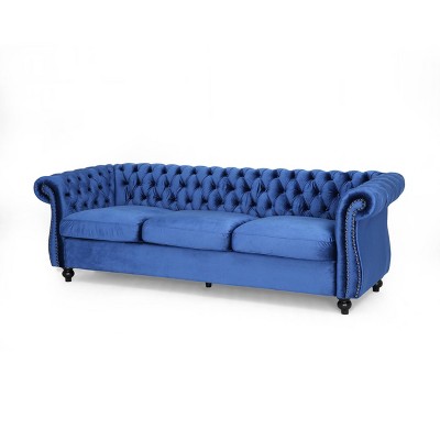 Navy blue 2024 chesterfield chair