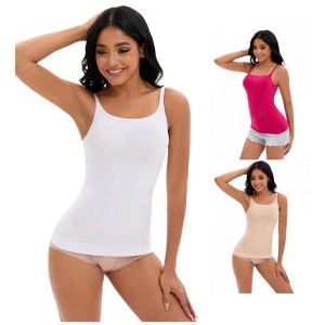 INSPIRE CHIC 3 Pcs Women's Adjustable Straps Cami Tummy Control Slimming No Trace Shapewear Camisoles - 1 of 4