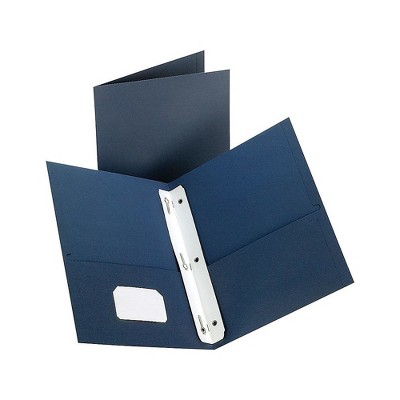 MyOfficeInnovations 2-Pocket Presentation Folders with Fasteners Dark Blue 10/Pack