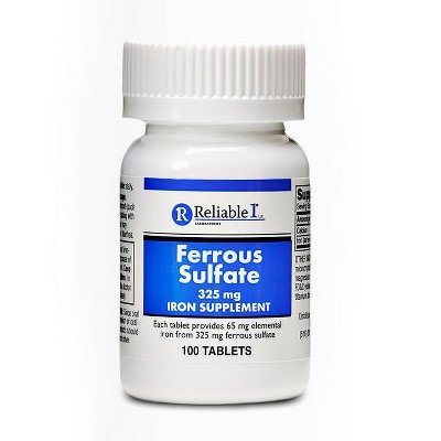 Reliable-1 Laboratories Ferrous Sulfate 325 mg - 100 Tablets