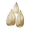 Set of 3 Metal Leaf Wall Decors with Laser Cut Detailing Gold - The Novogratz: Coastal Style, Indoor Art Gallery Display - 2 of 4
