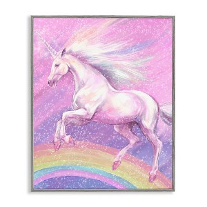 Stupell Industries Rainbow Unicorn Scene Framed Giclee Art, Gray, 11" x 14" - 1 of 4