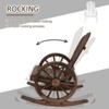 Wooden Rocking Chair, Adirondack Rocker Chair w/Slatted Design and Oversized Back, Outdoor Rocking Chair with Wagon Wheel Armrest for Porch, Poolside - 4 of 4