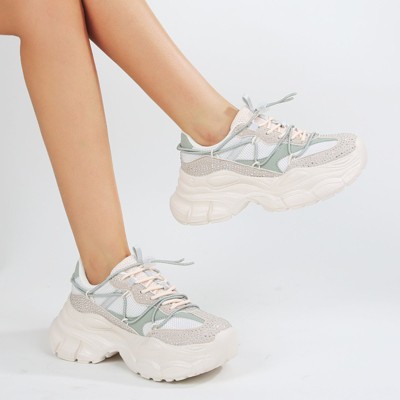 Женские кроссовки BERNESS Women's Rosa Chunky Rhinestone Mesh Sneakers White 8 — фото 6