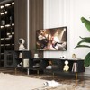 87"W Extendable TV Stand TV Console Entertainment Center Media Console TV Cabinet with 4 Cabinets, White/Black-ModernLuxe - 2 of 4