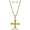 Clotth Vintage Dainty Pendant Necklace, Temperament Versatile Creative Cross Inlaid Tiger Eye Stone, Jewelry Gift for Women - 3 of 4