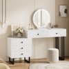 Whizmax Vanity Desk with Mirror and Lights, Small Makeup Vanity with 5 Drawers for Bedroom, Modern Makeup Vanity Organizer with 3 Color Lights - 2 of 4