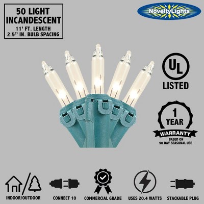 Green 50-Light Incandescent Mini Christmas String Lights with Green Wire