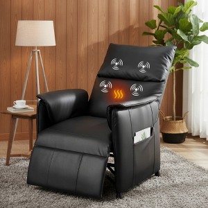 Garvee Power Recliner Chair, Adjustable PU Leather Recliner with Massage and Heat for Elderly, Adult, Black - 1 of 4