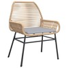 vidaXL Patio Dining Set with Cushions Garden Table and Chairs Poly Rattan Glass - Brown 63" x 31.5" x 29.1" 6 Pieces - 4 of 4