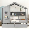 Whisen Twin Size House Bed & Kids Bed, Playhouse Bed with 2 Drawers, Storage Shelf - 2 of 4