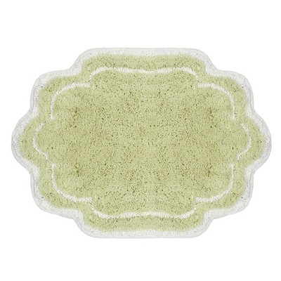 17"x24" Green Cotton Tufted Bath Rug with Non-Slip Backing