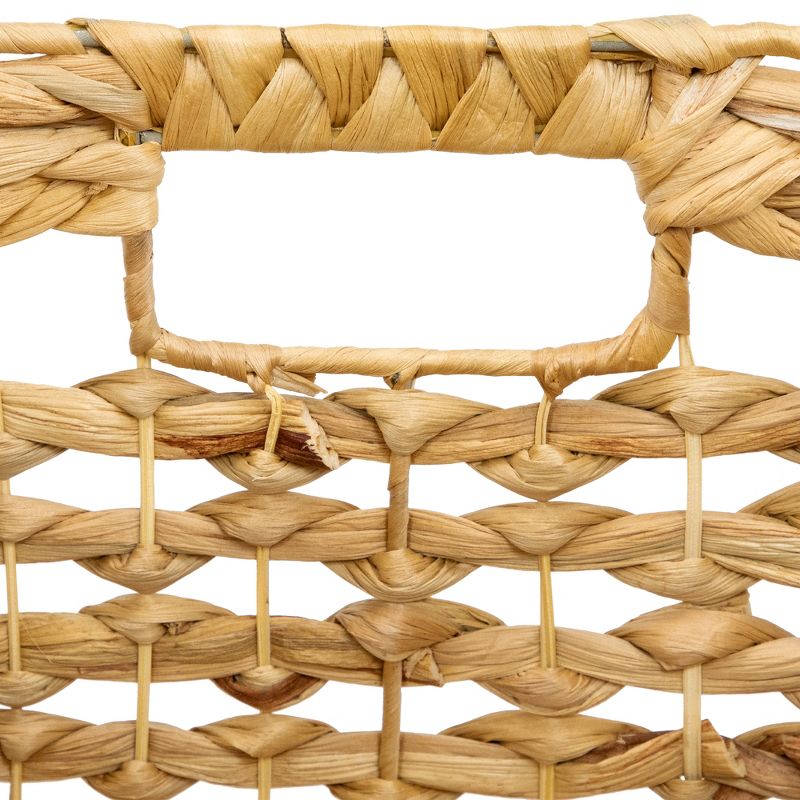 Northlight Set of 3 Diamond Weave Rectangular Water Hyacinth Baskets with Handles 17.75", 5 of 7