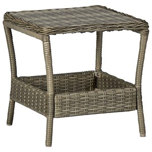 vidaXL Garden Table Brown Poly Rattan, Powder-Coated Steel, PP Board - 1 of 4