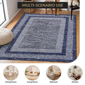 Modern Geometric Bordered Area Rug Non Slip Non Shedding Rug Soft Low Pile Floor Carpet Washable Thin Rug, Contemporary Distressed Rug - 1 of 4