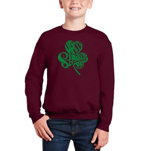 LA Pop Art St. Patrick'S Day Shamrock - Boy's Word Art Crewneck Sweatshirt - 1 of 3