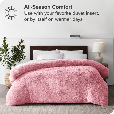 Light Pink Shaggy Faux Fur Twin/Twin XL Duvet Cover