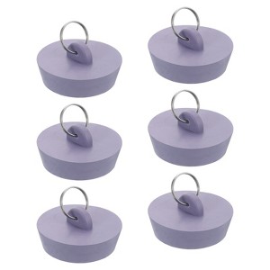 Unique Bargains Rubber Flexible Bathtub Sink Drain Stoppers with Hanging Ring 6 Pcs - 1 of 4