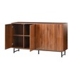 ORRD Modern Solid Wood Sideboard with Wave Relief, 59 Inch Storage Cabinet with Iron Legs for Living Room Dining Room, Walnut - 3 of 4