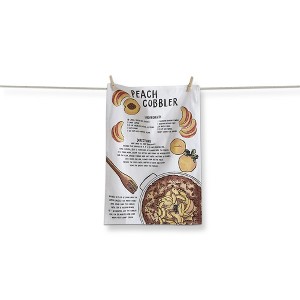 TAG Peach Cobbler Recipe on White Background Cotton   Kitchen Dishtowel 26L x 18W in. - 1 of 1