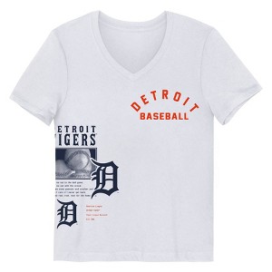 MLB Detroit Tigers Girls' White V-Neck T-Shirt - 1 of 1