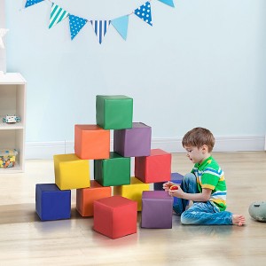 Angel Sar 12 Piece Soft Foam Building Blocks for Toddlers, Large Stacking Play Cubes for Climbing & Learning, 12-36 Months Preschool Activity Toys - 1 of 4
