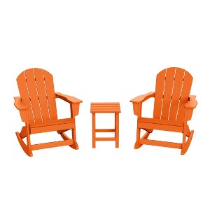WestinTrends 3 Piece set Outdoor Patio Poly Adirondack rocking chairs with side table - 1 of 4