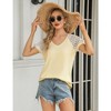 Womens Summer Tops Casual Short Sleeve V Neck T Shirts Loose Mesh Solid Color Patchwork Tunic Blouse Shirts - 2 of 4