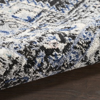 Black Ivory Floral Synthetic 8' x 10' Non-slip Rug