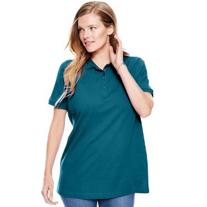Woman Within Perfect Short-Sleeve Polo Shirt - 1 of 4